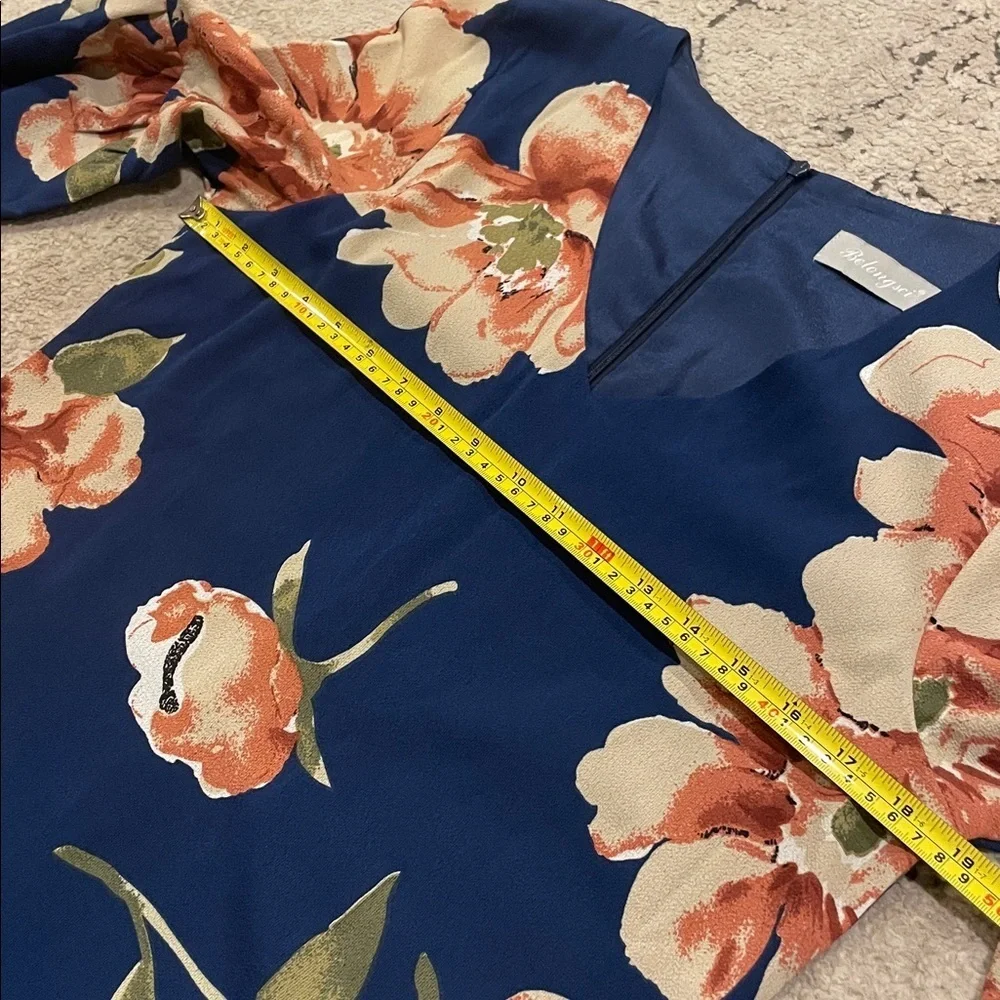 Floral Navy Women's knee length dress - Picture 12 of 13